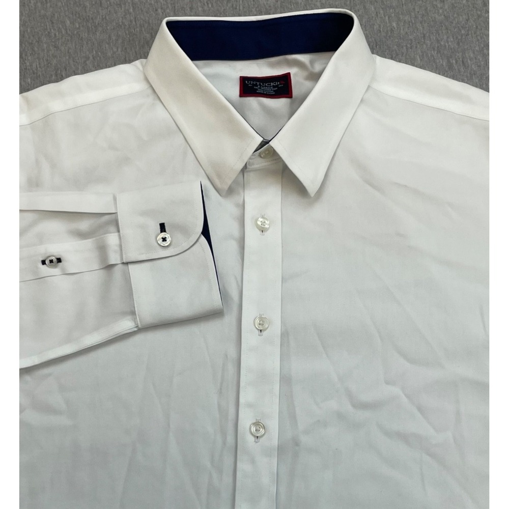 Untuckit Shirt Mens XL White XL Tall 100% Cotton Button Up